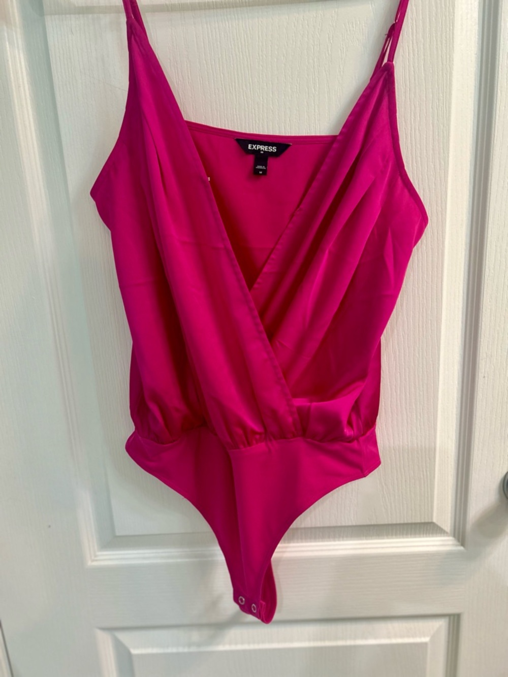 Express Fuchsia Wrap-Front Spaghetti-Strap Bodysuit